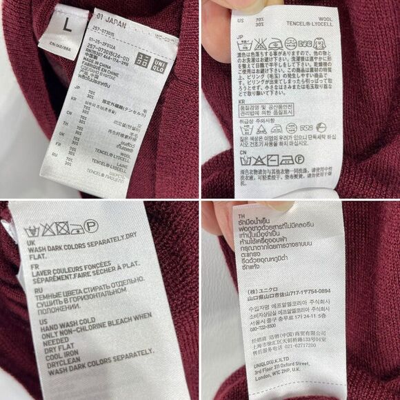 Uniqlo Wool Blend Women Knit Top Large Red Burgundy - Picture 9 of 16